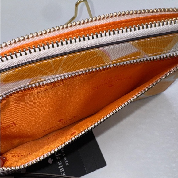 Kate Spade Staci Medium L-zip Wristlet Orange Slice NWT - Picture 4 of 5